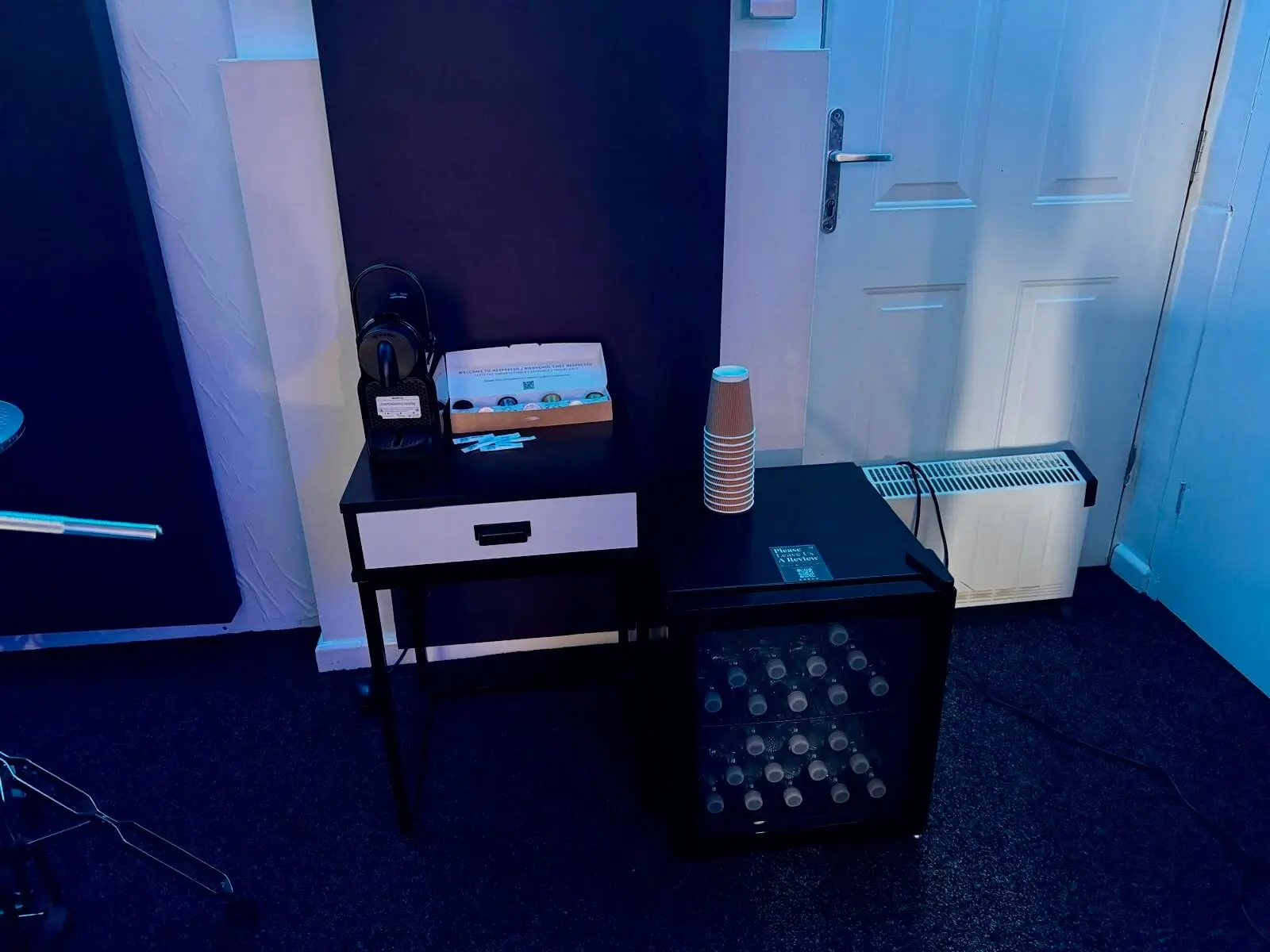 Coffee machine and complimentary water at Unit 8 Studios