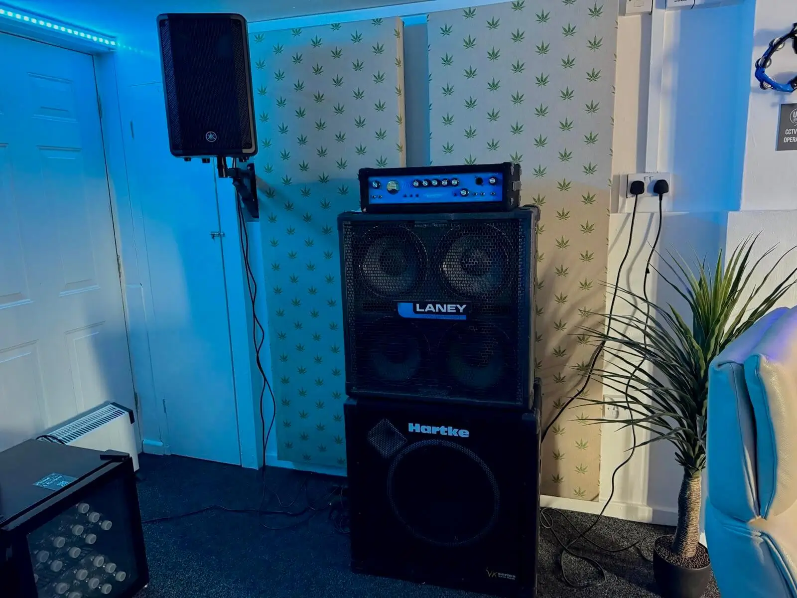 Large amplifiers in the Unit 8 Studios rehearsal room